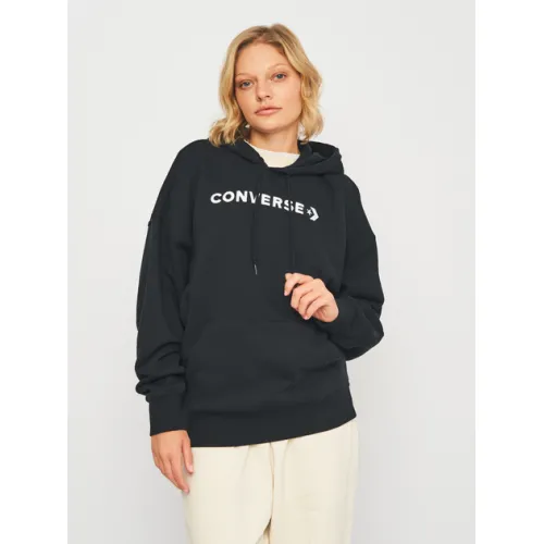 Худые теплое оверсайз женское Converse Wordark Fleece Hoodie Eb Black 10025690-001